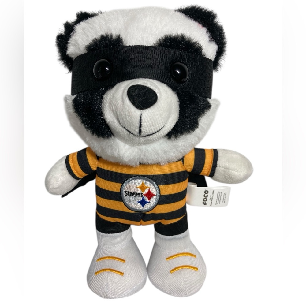 Pittsburgh Steelers 10” Super Hero Panda Bear Plush with‎ Tags FOCO Forever HTF.